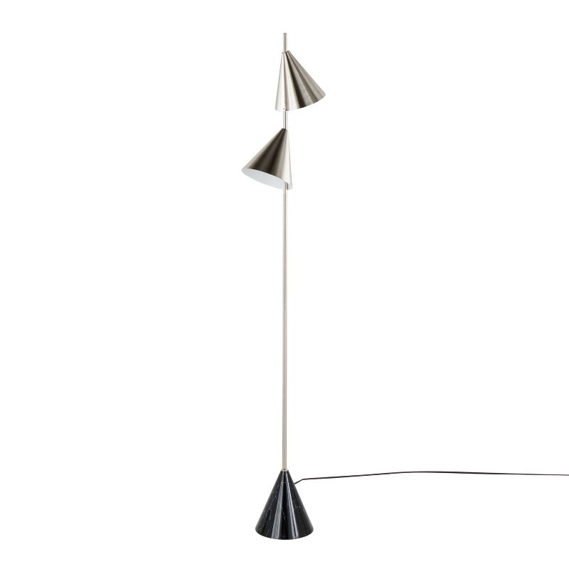 LumiSource Cone 65&#34; Contemporary Metal Floor Lamp in Plated Nickel with A Black Faux Marble Metal Base, 1 of 11