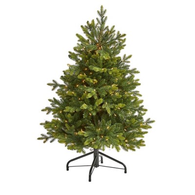 Nearly Natural 4-ft North Carolina Fir Artificial Christmas Tree with 250 Clear Lights and 1003 Bendable Branches