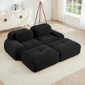 81.8" Corduroy Modular Sectional Sofa Bed, 4-Piece Free combination, Pet-Friendly, No Assembly Required for Small Living Room - 1 of 4
