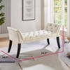 Armrest Button-Tufted Ottoman Bench, Upholstered Footrest Stool Rectangular Beige Velvet fabric Accent Bench for Entryway Dining Room, Beige - 2 of 4
