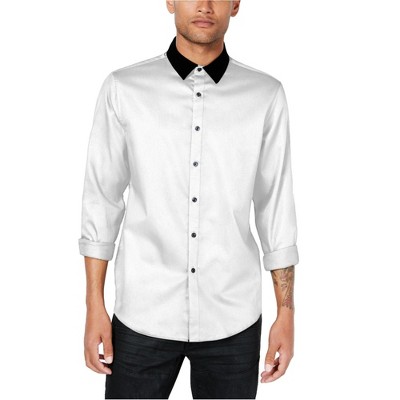 I.N.C International Concepts Mens Velvet Collar Button Up Shirt, White, XX-Large