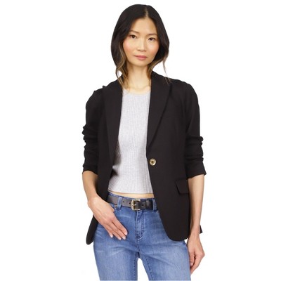 Michael Kors Womens Stretch Knit One Button Blazer Jacket
