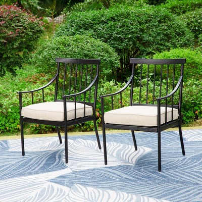 Captiva Designs 2pc Metal Outdoor Dining Chairs with Removable Seat Cushion
