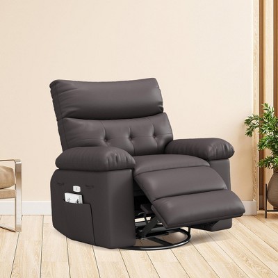 Lift Recliner Chair, PU Leather 360°Swivel Recliner with Massage and Heat, Rocking Sofa Seat for Living Room, Bedroom