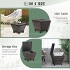 PE Wicker Side Table with Storage, Small Patio Storage Bin Container for Hose Cushion Towel, Brown - 3 of 4