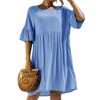 Anna-Kaci Women's Short Sleeve Loose Fit Midi Dress with Ruffle Detail and Side Pockets - 4 of 4