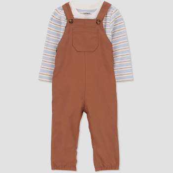 Carter's Just One You® Baby Boys' Striped Top & Overalls Set - Khaki