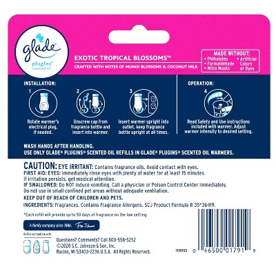 Glade PlugIns Scented Oil Air Freshener Refill - Exotic Tropical Blossoms - 3.35oz/5pk