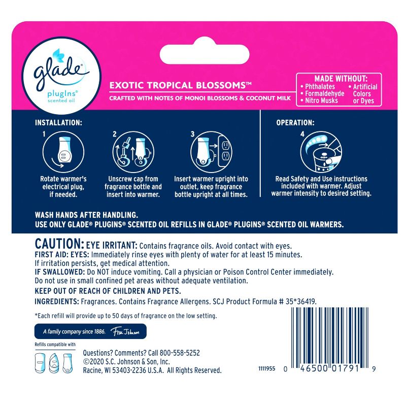 Glade PlugIns Scented Oil Air Freshener Refills - Exotic Tropical Blossoms - 3.35oz/5pk, 4 of 15