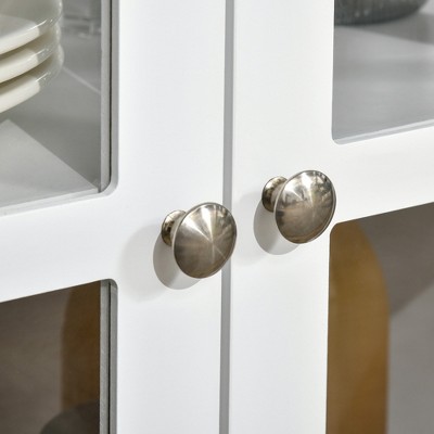 Classic White Tempered Glass Buffet Sideboard with Adjustable Shelf