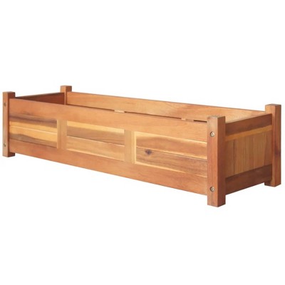 Set of 2 Brown Acacia Wood Outdoor Raised Garden Beds