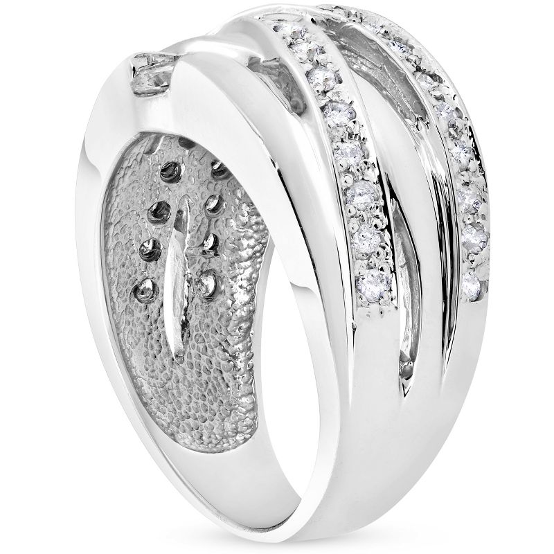 Pompeii3 3/4 ct Diamond Womens Wide Solitaire Right Hand Ring 14k White Gold Multirow, 3 of 5
