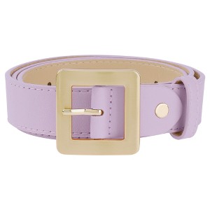 INSPIRE CHIC Women's Golden Square Buckle Fashion Faux Leather Waist Belts 1 Pc - 1 of 4