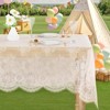 Wikineon Vintage Lace Tablecloth Rectangle 60x120 Inches Long Embroidered Ivory Table Cloths for Parties Wedding Reception Home Decorations - 4 of 4