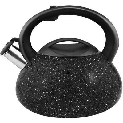3 Quart Whistling Tea Kettle – Tapered Marble Finish, Fast Boil Tea Pot with Heat Resistant Handle, Durable Tea Kettles for Electric & Gas Stoves