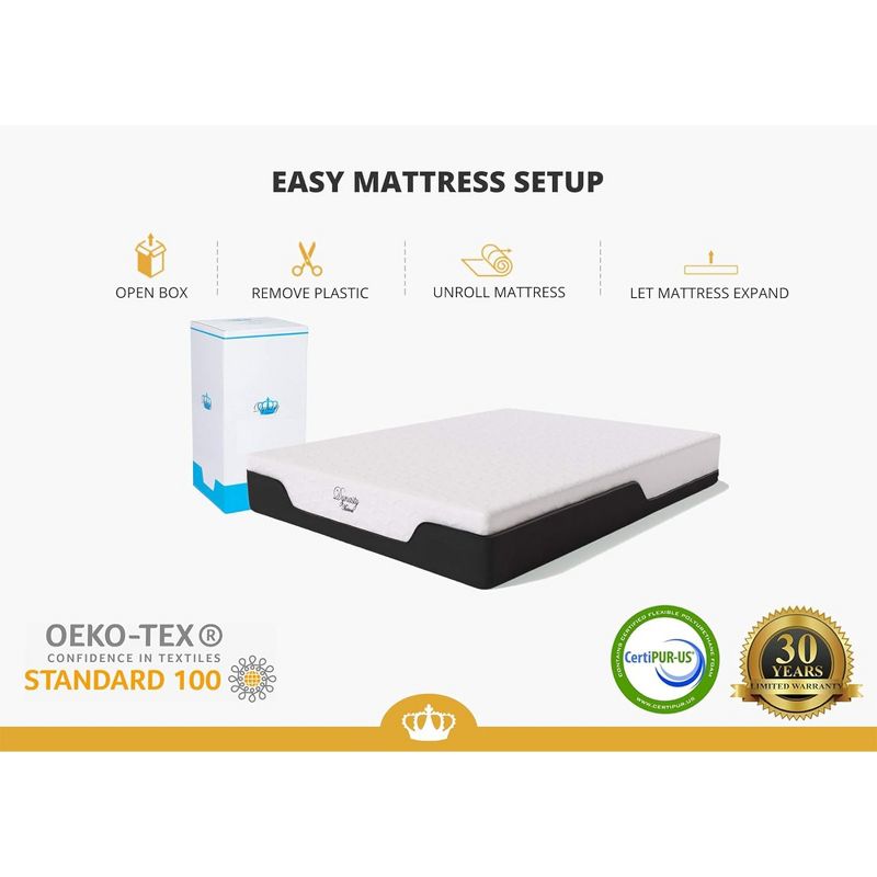 Dynasty Mattress 8 Inch CoolBreeze Advanced Cooling Gel Infused Open Cell Memory Foam Mattress with Fire Barrier and Cool Silk Cover, King Size Bed, 2 of 7