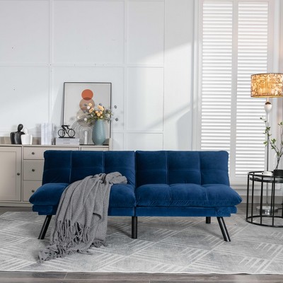 LOVMOR 70″ Convertible Futon Sofa Bed, Upholstered Couch with Adjustable Backrest and Armrest, Modern Loveseat Sleeper for Living Room Home Office