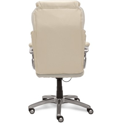 Ergonomic Cream Bonded Leather Executive Office Chair with AIR Lumbar Support