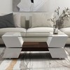 NicBex 2-Tier Rectangular Tempered Glass Coffee Table with Open Shelves and Cabinets for Living Room - 4 of 4