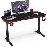 Costway 55'' Gaming Desk T-shaped Computer Desk w/ Full Mouse Pad & LED Lights