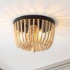13" 3-Light Eivissa Coastal Farmhouse Iron/Wood Bead LED Flush Mount Oil Rubbed Bronze - JONATHAN Y: UL Listed, Mid-Century Bohemian Style - 2 of 4