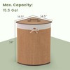 Costway Corner Bamboo Hamper Laundry Basket Washing Cloth Bin Storage Bag Bamboo - image 3 of 4