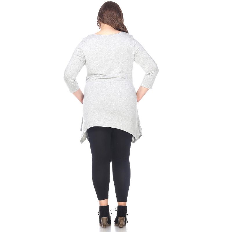 Women's Plus Size 3/4 Sleeve Makayla Tunic Top with Pockets - White Mark, 3 of 4