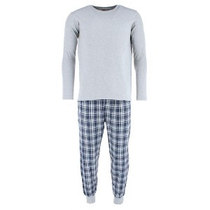 Ten West Apparel Men's Plaid Jogger and Crew Long Sleeve Pajama Set - 1 of 3