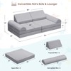 TopComfy Sectional Sofas 8-Piece Modular Kids Play Sofa Convertible Multi-Purpose Couch for Playroom and Bedroom, Grey, 56"*28"*18" - 3 of 4