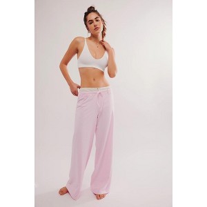 Women's Comfy Straight-Leg Pants Fashion Loose Fit Casual Drawstring Lounge Pants Striped Print Stretch Wide Leg Trousers - 1 of 4