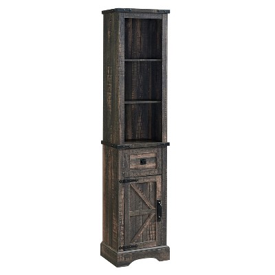 OKD 68″ Bathroom Floor Cabinets, Tall Linen Towers with Adjustable Shelves