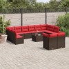 vidaXL 13 Piece Patio Sofa Set with Cushions Brown Poly Rattan - 2 of 4