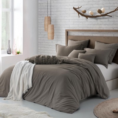 Swift Home | Microfiber Washed Crinkle Duvet Cover Set (Comforter/Duvet Insert Not Included)
