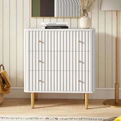 Syemin Decorative Storage Cabinets, Four-Door Cabinet with Three Drawers, Dresser with Grooved Texture for Living Room, Wardrobe,