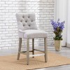 WestinTrends 24" Linen Fabric Tufted Buttons Upholstered Wingback Counter Stool - 2 of 4