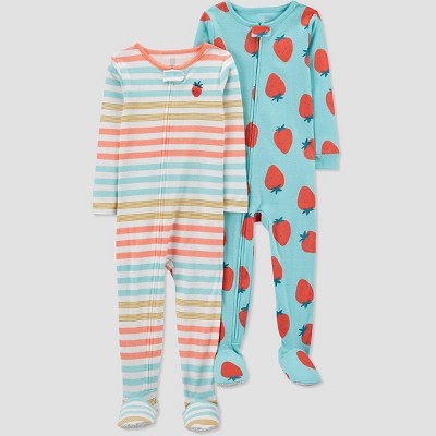 Image of Baby Girls' 2pk Strawberry Footed Pajama - Just One You® made by carter's 9M