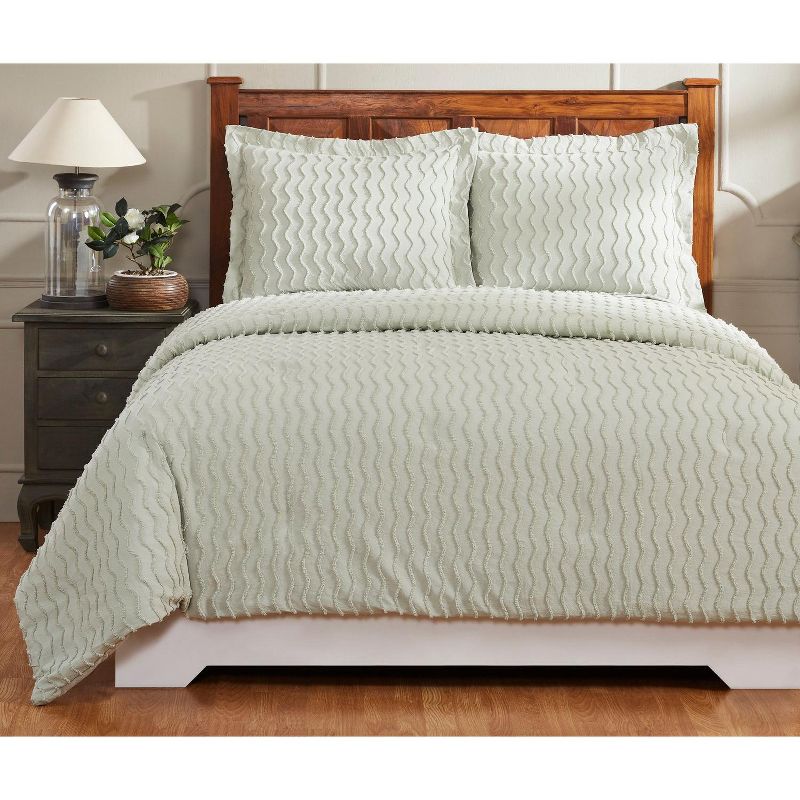 King Isabella Comforter 100% Cotton Tufted Chenille Comforter Set Sage - Better Trends, 4 of 7