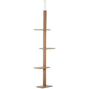 VisioGear Floor-to-Ceiling Cat Climbing Tower with Scratching Posts, Cat Tree Activity Center, Cat Tower Furniture, Brown, 17"*10.75"*89.75" - 1 of 4