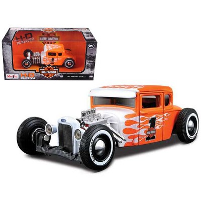 1929 Ford Model A Harley Davidson Orange With Flames #1 1/24 Diecast Model Car by Maisto