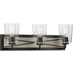 Progress Lighting Briarwood 3-Light Bath Vanity in Graphite with Clear Glass Shades - 1 of 4