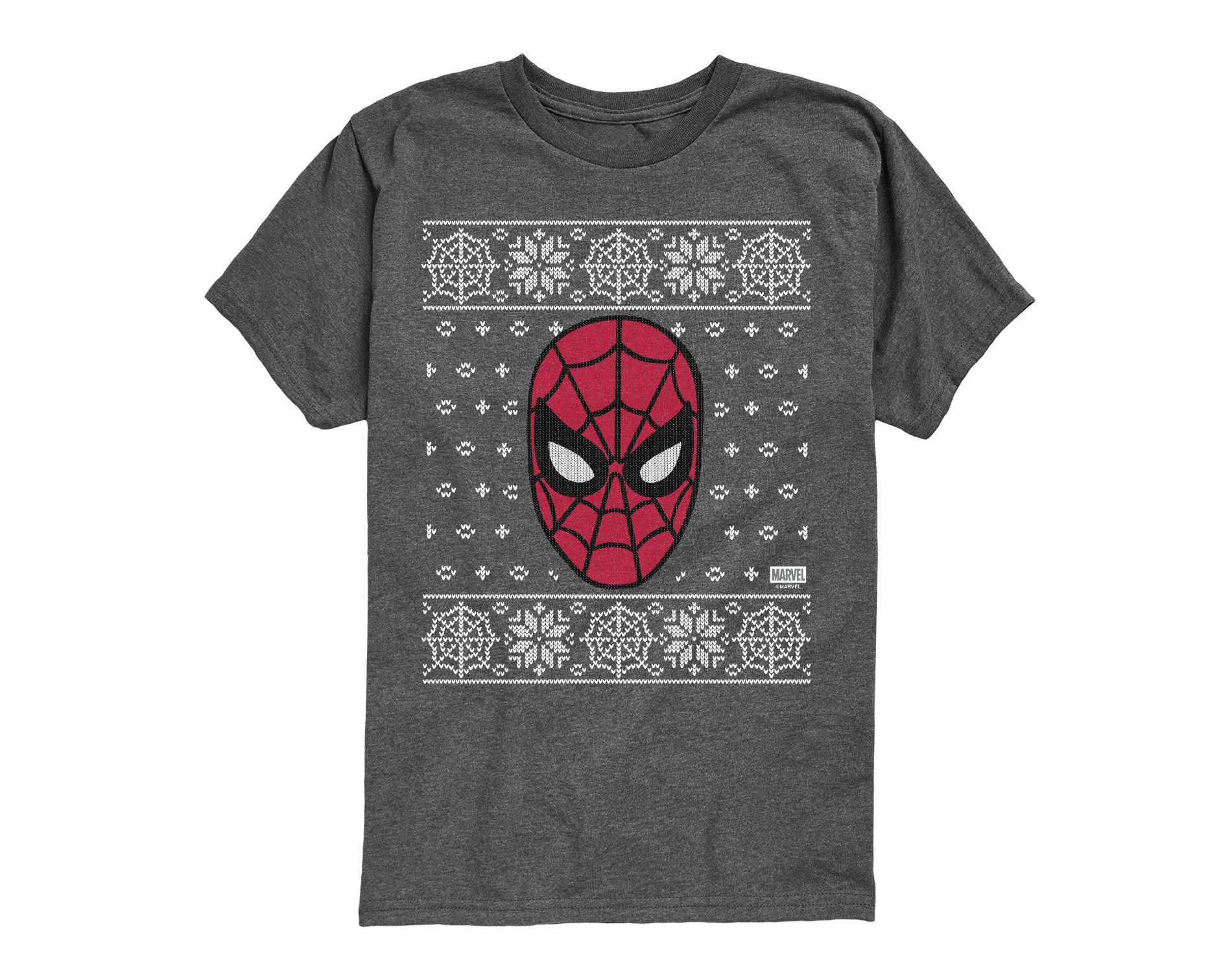 Boys' Marvel Spiderman Sweater Short Sleeve Graphic T-Shirt - Heather Charcoal - Medium