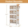 VECELO 3/4 Tier Stackable Storage Bins with Lid and Wheels  Collapsible Plastic Closet Storage Cabinet Home Organizer Beige - 3 of 4