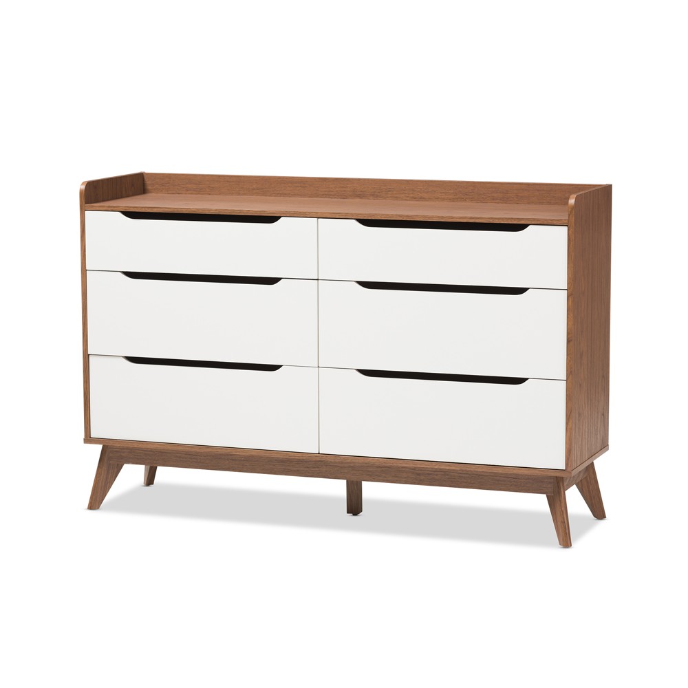 Photos - Dresser / Chests of Drawers Brighton Mid-Century Modern Wood 6 Drawer Storage Dresser Brown - Baxton S