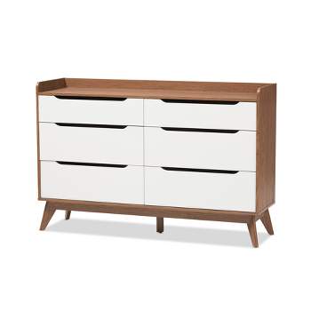 Brighton Mid-Century Modern Wood 6 Drawer Storage Dresser Brown - Baxton Studio