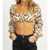 Women's ABSTRACT PRINT PUFF SLEEVE CROP TOP - Bailey Rose - 4 of 4