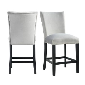 Set of 2 Celine Velvet Counter Height Barstools - Picket House Furnishings - 1 of 4