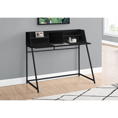 Black Wood Desk with Hutch and Drawer, 47.25 Inch