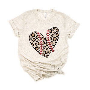 Simply Sage Market Leopard Baseball Heart Short Sleeve Tee - 2XL - Oatmeal - 1 of 4