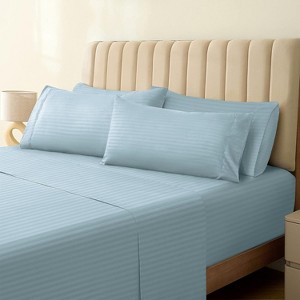 LuxClub 4-7 PC Microfiber Striped Performance Sheet Set, Soft Cooling Eco-Friendly Bed Sheets with 18in Deep Pockets - 1 of 4