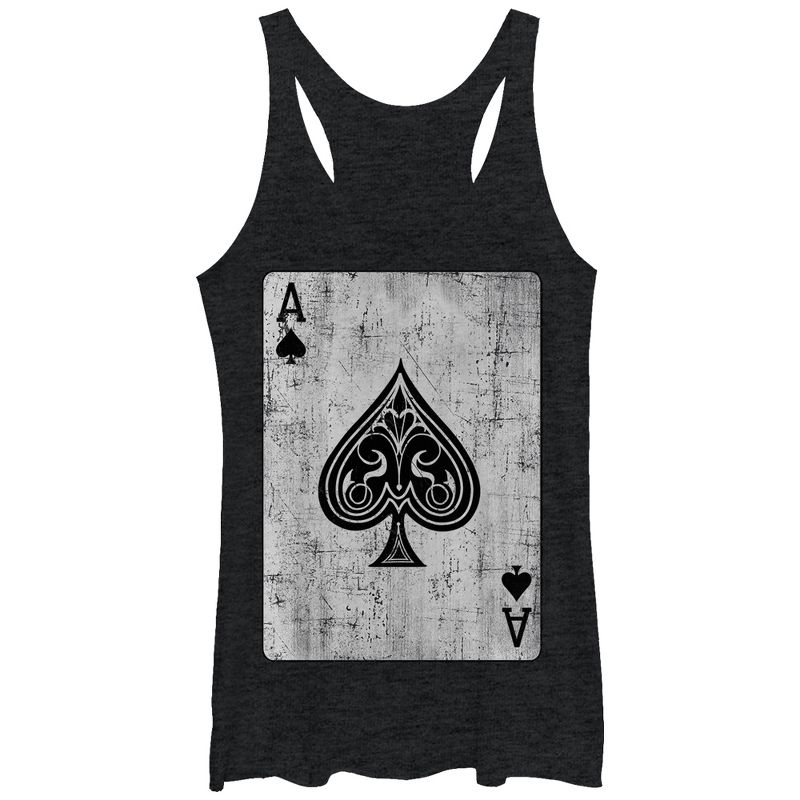 Women's Lost Gods Distressed Ace of Spades Racerback Tank Top, 1 of 4